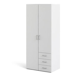 Furniture To Go Space Wardrobe With 2 Doors + 3 Drawers White 1750 (W) 77.6 X  (H) 175.4 X  (D) 49.4Cm - thumbnail 4