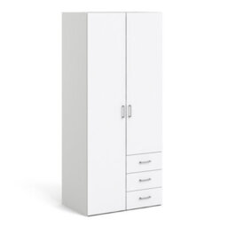 Furniture To Go Space Wardrobe With 2 Doors + 3 Drawers White 1750 (W) 77.6 X  (H) 175.4 X  (D) 49.4Cm - thumbnail 1
