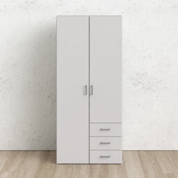 Furniture To Go Space Wardrobe With 2 Doors + 3 Drawers White 1750 (W) 77.6 X  (H) 175.4 X  (D) 49.4Cm - thumbnail 7