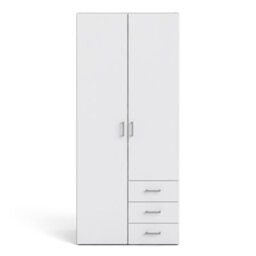 Furniture To Go Space Wardrobe With 2 Doors + 3 Drawers White 1750 (W) 77.6 X  (H) 175.4 X  (D) 49.4Cm - thumbnail 3