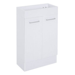 Kleankin Bathroom Wash Basin Vanity With Ceramic Sink Base Cabinet Two Doors - thumbnail 2