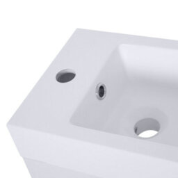 Kleankin Bathroom Wash Basin Vanity With Ceramic Sink Base Cabinet Two Doors - thumbnail 8