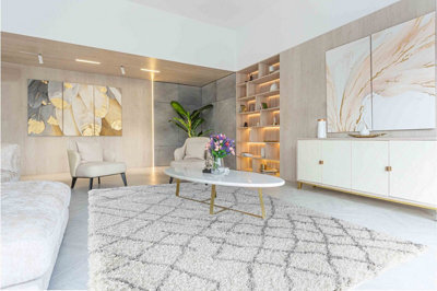 Moroccan Berber Shaggy Rugs Living Room Abstract Light Cream 80X150 Cm - image 1