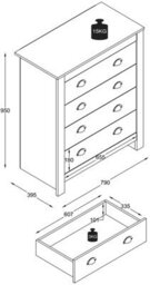 Vcm Chest Of Drawers Sideboard Drawer Balusa Xl - thumbnail 5