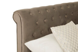 Orsina Elegant Brushed Velvet Double Bed, Minimalist Double Bed For Bedroom, Velvet Upholstered Stud Detail Bed - thumbnail 7