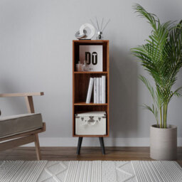 Urbn-Living Urbnliving 80Cm Height 3 Tier Teak Wooden Storage Cube Bookcase Scandinavian Style Black Legs - thumbnail 3