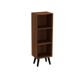 Urbn-Living Urbnliving 80Cm Height 3 Tier Teak Wooden Storage Cube Bookcase Scandinavian Style Black Legs