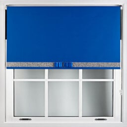 Furnished Blue Blackout Roller Blind With Decorative Silver Glitter & Blue Bow - Trimmable (W)85Cm X (L)210Cm - thumbnail 1