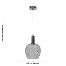 First Choice Lighting Set Of 2 Baine - Clear Textured Glass Chrome Deco Pendant Fittings - thumbnail 6