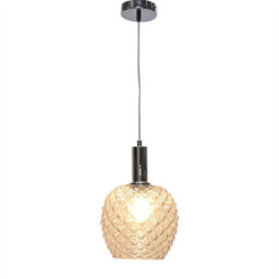 First Choice Lighting Set Of 2 Baine - Clear Textured Glass Chrome Deco Pendant Fittings - thumbnail 3