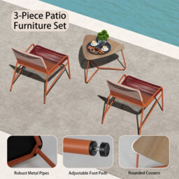 Gainoom 3 Piece Orange Patio Bistro Set Outdoor Rattan Furniture Set - thumbnail 8