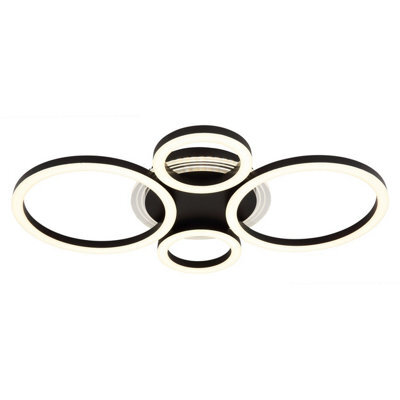 Luminosa Lighting Luminosa Loretta 3 Ring Integrated Led Semi Flush Ceiling Light Matt Black 4X Led 2700-6500K - image 1