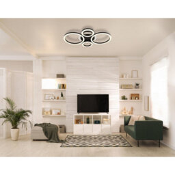 Luminosa Lighting Luminosa Loretta 3 Ring Integrated Led Semi Flush Ceiling Light Matt Black 4X Led 2700-6500K - thumbnail 8