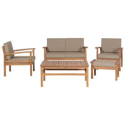 Beliani Garden Lounge Set With Table 4 Seater Manila Certified Acacia Wood Light Brown - image 1