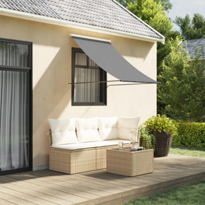 Walplus Retractable Awning Garden Sun Shade Canopy Gazebo For Back Door, Porch, Patio Anthracite 150X150 Cm Fabric And Steel - image 1
