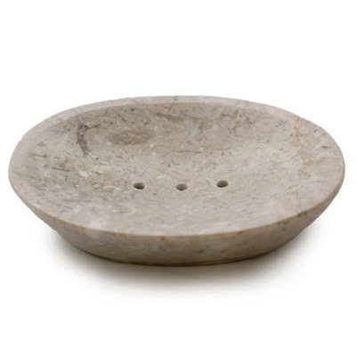 Handmade Cream Marble Oval Soap Dish - Unique Indonesian Craft - image 1