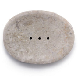Handmade Cream Marble Oval Soap Dish - Unique Indonesian Craft - thumbnail 2