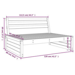 Walplus Outdoor Garden Middle Sofa For Patio Balcony Poolside Furniture 120X80 Cm Solid Wood Douglas - Cushion Not Included - thumbnail 6
