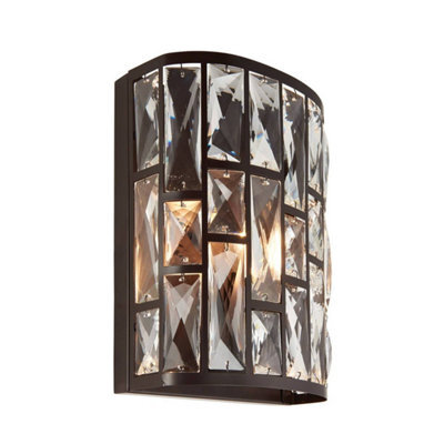 Luminosa Lighting Luminosa Belle 1 Light Indoor Wall Light Dark Bronze With Crystal, E14