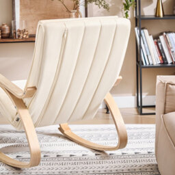 Sobuy Fst16-W, Rocking Chair Relax Lounge Chair With Cushion Recliner With Headrest And Adjustable Footrest, Beige - thumbnail 9