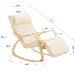 Sobuy Fst16-W, Rocking Chair Relax Lounge Chair With Cushion Recliner With Headrest And Adjustable Footrest, Beige - thumbnail 3