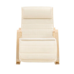 Sobuy Fst16-W, Rocking Chair Relax Lounge Chair With Cushion Recliner With Headrest And Adjustable Footrest, Beige - thumbnail 1