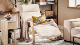 Sobuy Fst16-W, Rocking Chair Relax Lounge Chair With Cushion Recliner With Headrest And Adjustable Footrest, Beige - thumbnail 2