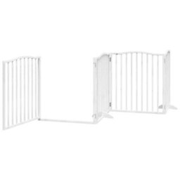 Walplus White Dog Gate With Door Foldable 4 Panels 320 Cm Poplar Wood - thumbnail 4