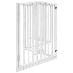 Walplus White Dog Gate With Door Foldable 4 Panels 320 Cm Poplar Wood - thumbnail 5