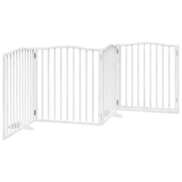 Walplus White Dog Gate With Door Foldable 4 Panels 320 Cm Poplar Wood - thumbnail 6