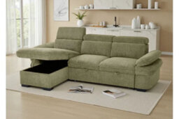 Stratus Interiors Hudson Universal Corner Sofa Bed - Green Contemporary Sleeper Sofa With Adjustable Headrests & Storage - thumbnail 2