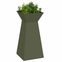 Berkfield Garden Pillar Planter With Bowl Olive Green 35X35X73 Cm Steel - thumbnail 3