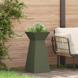 Berkfield Garden Pillar Planter With Bowl Olive Green 35X35X73 Cm Steel