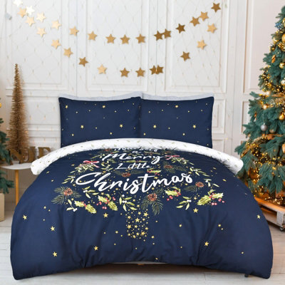 Smart Living Printed Little Christmas Hollytree Reversible Duvet Cover & Pillocase - image 1