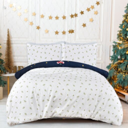 Smart Living Printed Little Christmas Hollytree Reversible Duvet Cover & Pillocase - thumbnail 2
