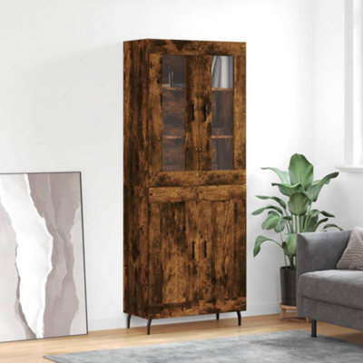 Berkfield Highboard Smoked Oak 69.5X34X180 Cm Engineered Wood - image 1