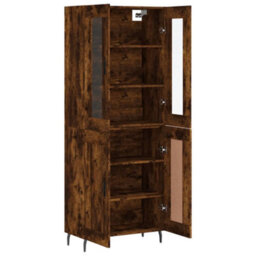 Berkfield Highboard Smoked Oak 69.5X34X180 Cm Engineered Wood - thumbnail 4