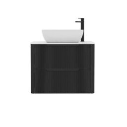 Royal Bathrooms Avenza 700mm Matt Obsidian Black Wall Hung Bathroom Countertop Vanity Unit 2 Drawer With Elva Basin - thumbnail 6
