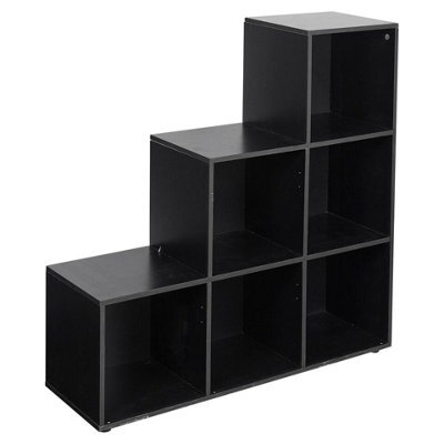 Urbn-Living Black, Blue - 6-Cube Step Shelving Unit With Wooden Door - image 1