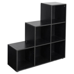 Urbn-Living Black, Blue - 6-Cube Step Shelving Unit With Wooden Door
