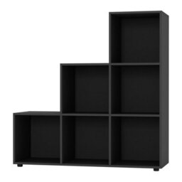 Urbn-Living Black, Blue - 6-Cube Step Shelving Unit With Wooden Door - thumbnail 4