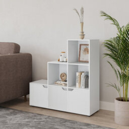 Urbn-Living Black, Blue - 6-Cube Step Shelving Unit With Wooden Door - thumbnail 7