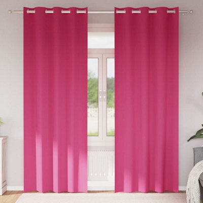 Berkfield Curtains With Curtains 2 Pcs Bright Pink 245 X 140 Cm Polyester - image 1