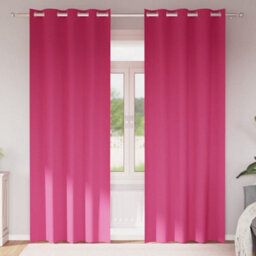Berkfield Curtains With Curtains 2 Pcs Bright Pink 245 X 140 Cm Polyester - thumbnail 1