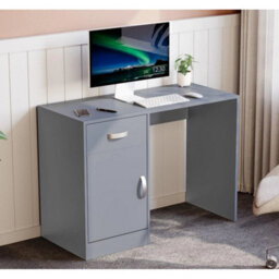 Spacious Grey Computer Desk With Ergonomic Design, Perfect For Your Workspace. - thumbnail 1