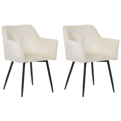 Beliani Set Of 2 Dining Chairs Jasmin Velvet Light Beige - image 1