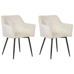 Beliani Set Of 2 Dining Chairs Jasmin Velvet Light Beige - thumbnail 1