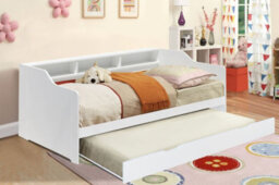 Comfy Living 3Ft White Wooden Bed With Trundle With Shelving - thumbnail 2