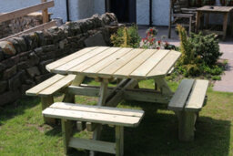 Churnet Valley Garden Furniture Ltd Square Picnic Table Sits 8, Wooden Garden Furniture - L200 X W200 X H77 Cm - Minimal Assembly Required