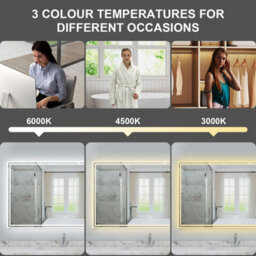 Probaty Bathrooms 1200X700mm Bathroom Led Mirror 3 Colors Dimmable With Bluetooth Memory Function,anti-Fog Wall Mounted Vanity Backlit Mirror - thumbnail 3